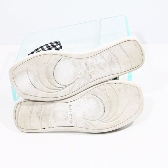 Kate Spade Bikini Slides sz 7.5 Women Flat Sandals Gingham Plaid Bow - Picture 11 of 12